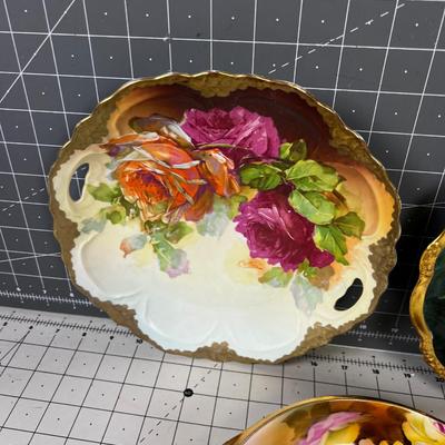 2 Hand Painted Plates and Bowl Nippon and 1 Limoges. 