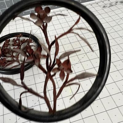 Wall Art Wood Frame Metal Floral 