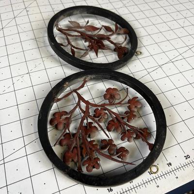 Wall Art Wood Frame Metal Floral 
