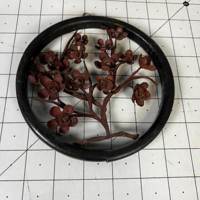 Wall Art Wood Frame Metal Floral 