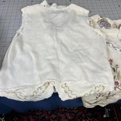 2 Ribbon Embellished Knit Vests && Jacket 