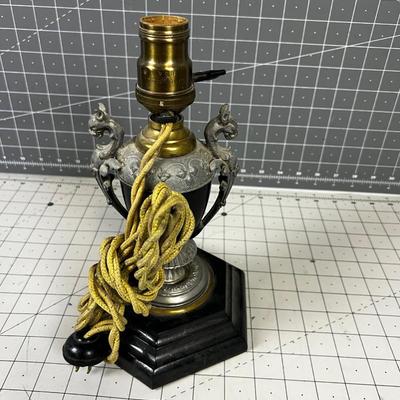Antique Lamp with Gargoyles Circa 1920