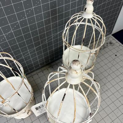 3 Metal Candle Holders 