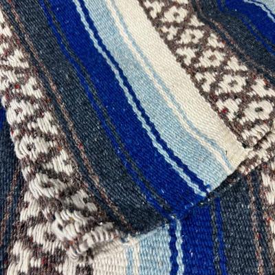 Cotton Woven Mexican Blanket - Blue 