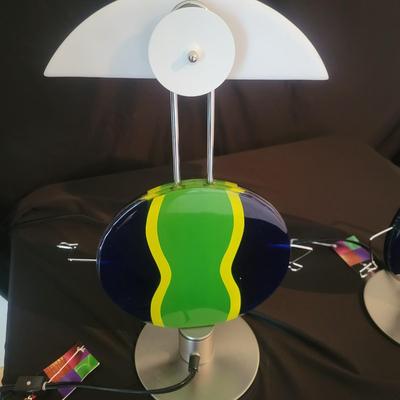 Pair of Glass & Metal LumiSource Lamps (B2-DW)
