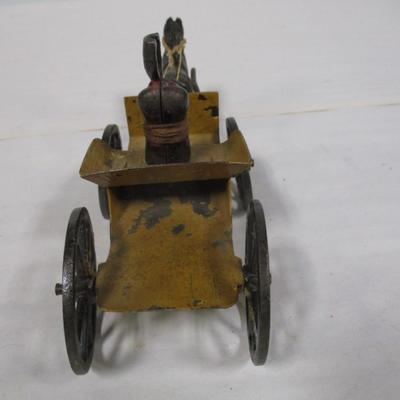 Cast Iron Pony Cat with Tin Cart and Driver