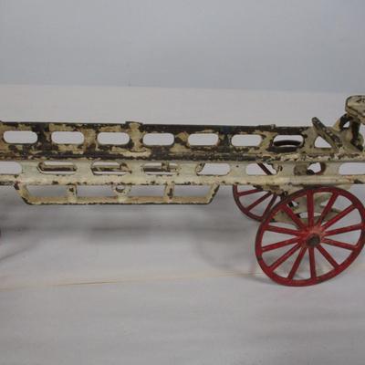 Vintage Cast Iron Hubley Horse Drawn Ladder Wagon