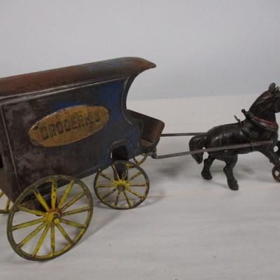 Rare! 1890's Original Antique Wilkins Cast Iron Horse Grocery Cart