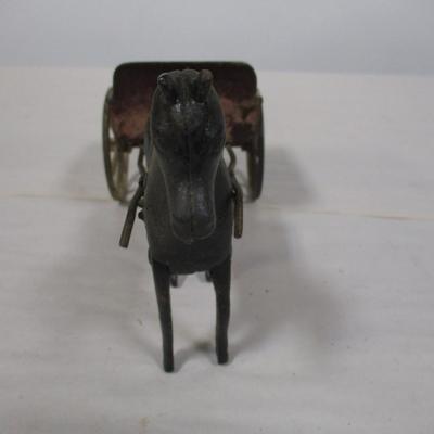 Vintage Ives Mechanical Horse with Cast Iron Cart