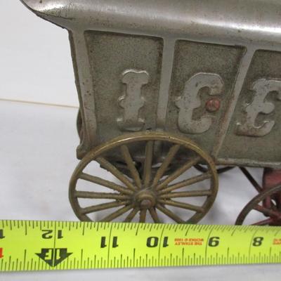 Vintage Hubley Cast Iron Horse Drawn Ice Wagon
