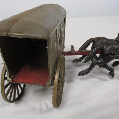 Vintage Hubley Cast Iron Horse Drawn Ice Wagon