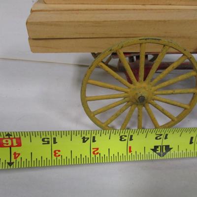 Vintage Kenton Cast Iron Dray Wagon with Driver & Wood Blocks with Driver