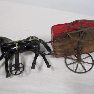 19th Century Antique Ives and Blakely Original Mechanical Horse with Cart Rare in this Condition