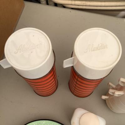 326 Vintage Aladdin Thermos with Cups & Enamelware Plates