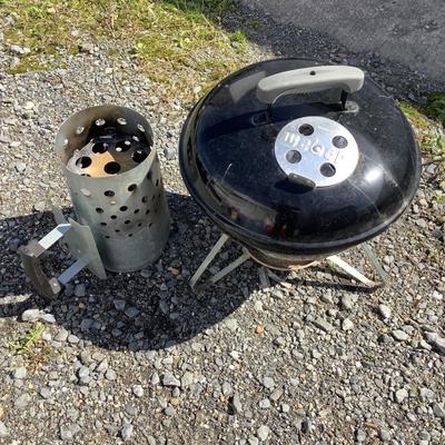 334 Weber Camping Grill & Outset Chimney Grill Starter
