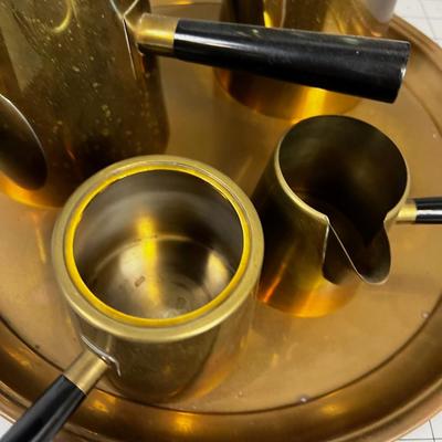 Mid Century Modern BRASS Side Handle Coffee Tea Service Set