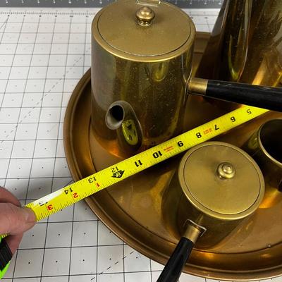 Mid Century Modern BRASS Side Handle Coffee Tea Service Set