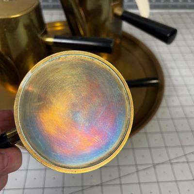 Mid Century Modern BRASS Side Handle Coffee Tea Service Set