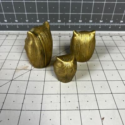 3 Solid Brass owls 