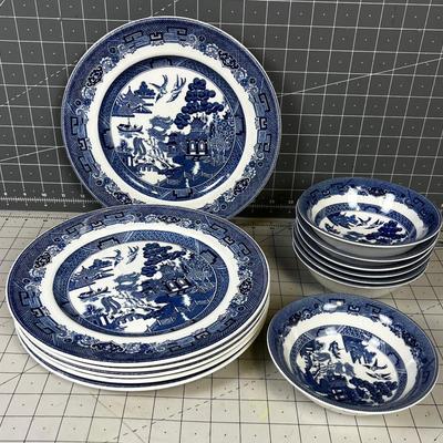 Johnson Brothers Willow Dinnerware Plates and Bowls 