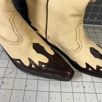 Tan & Brown Size 6-1/2 RED Cold Water Creek Boots 
