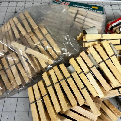 Wood Clothes Pins, New 