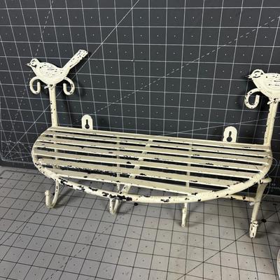 2 White Metal Shelf and Bird Cage