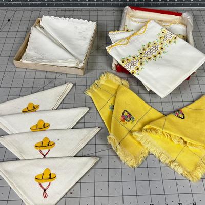 Vintage Napkins, Embroidered, etc.