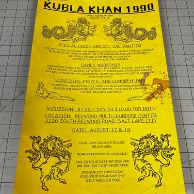 RARE- KUBLA KHAN Vintage 1990's Poster Utah's Comic Con 