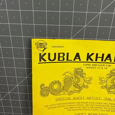 RARE- KUBLA KHAN Vintage 1990's Poster Utah's Comic Con 