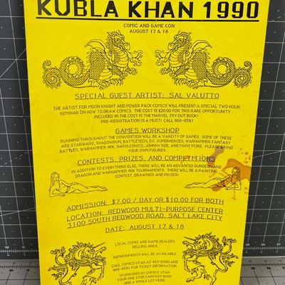 RARE- KUBLA KHAN Vintage 1990's Poster Utah's Comic Con 
