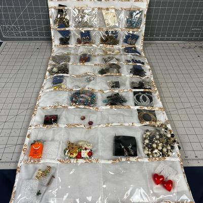 2 Sided Hanging Bag of LARGE COLLECTION OF COSTUME Jewelry