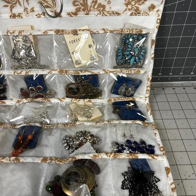 2 Sided Hanging Bag of LARGE COLLECTION OF COSTUME Jewelry