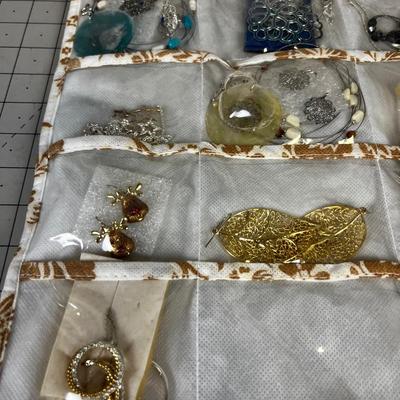 2 Sided Hanging Bag of LARGE COLLECTION OF COSTUME Jewelry