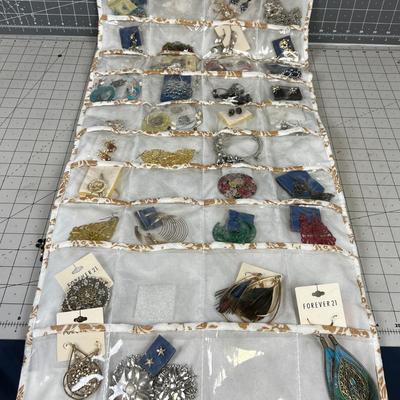 2 Sided Hanging Bag of LARGE COLLECTION OF COSTUME Jewelry