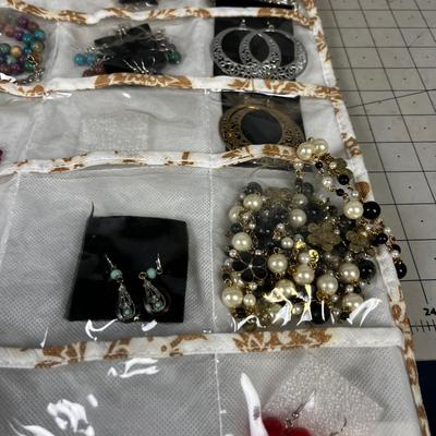 2 Sided Hanging Bag of LARGE COLLECTION OF COSTUME Jewelry