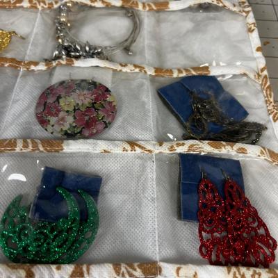 2 Sided Hanging Bag of LARGE COLLECTION OF COSTUME Jewelry