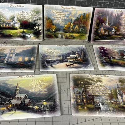 8 - Thomas Kinkade "Prayers for our Family" Plaques 