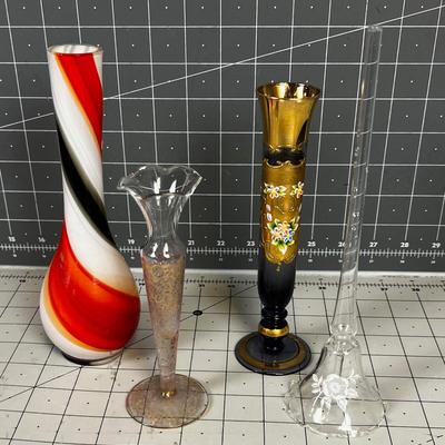 Glass Bud Vases and a Rose Bell 