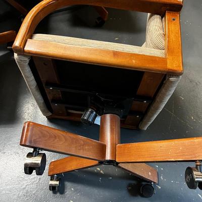 4 Oak Dining Chairs on Wheels