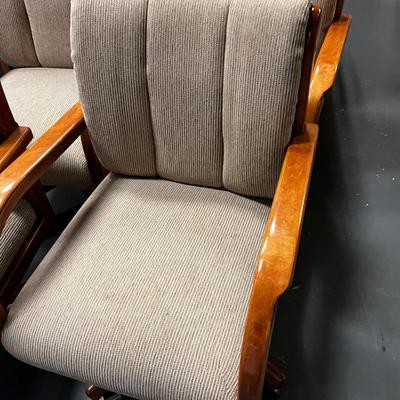 4 Oak Dining Chairs on Wheels