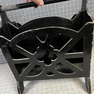 Black Painted Wood Magazine Rack