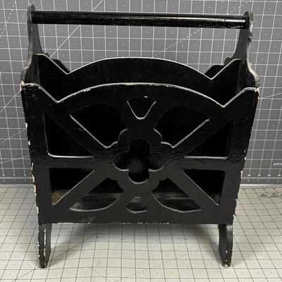 Black Painted Wood Magazine Rack