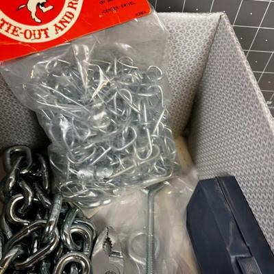 Misc. Garage Items: Chain, Magnifying Glass, Plyers
