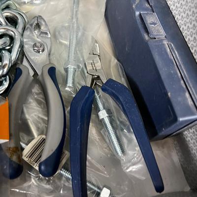 Misc. Garage Items: Chain, Magnifying Glass, Plyers