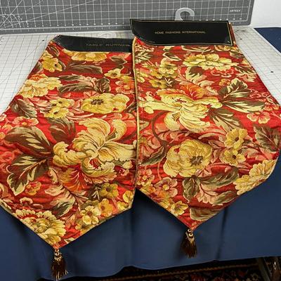 2 Table Runners, by Home Fashion International Rusty Red Gold. 