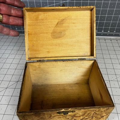 Hand Crafted Wood Burn Tramp Art Treasure BOX 