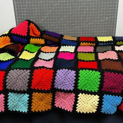 THE MOST Awesome Granny Square Quilt Multi Color Black 