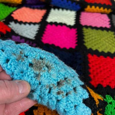 THE MOST Awesome Granny Square Quilt Multi Color Black 