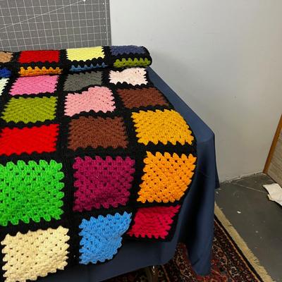THE MOST Awesome Granny Square Quilt Multi Color Black 